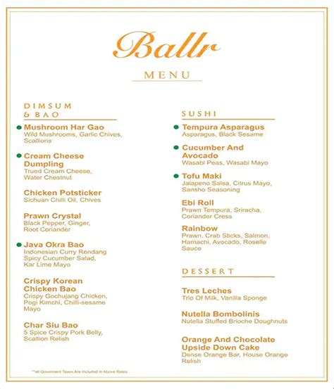 Menu of Ballr, Kalyani Nagar, Pune .